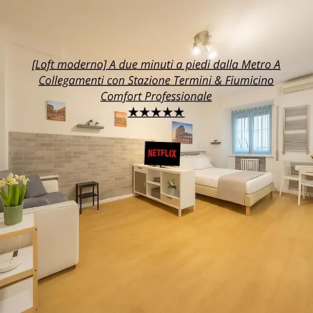 Loft Con Cucina Collegamenti Diretti Per Fiumicino & Termini Vicino Metro A Daire Roma